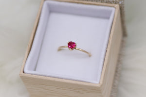 Ruby Heart Yellow Gold 14k Solid Ring 16ga